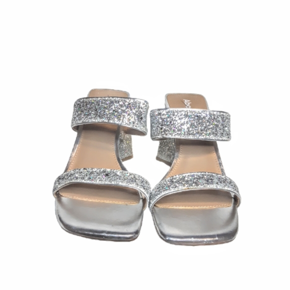 Abound Carina Chunky Block Heel Silver Glitter Crystal Sandal Strapy y2k 90s - Picture 3 of 7